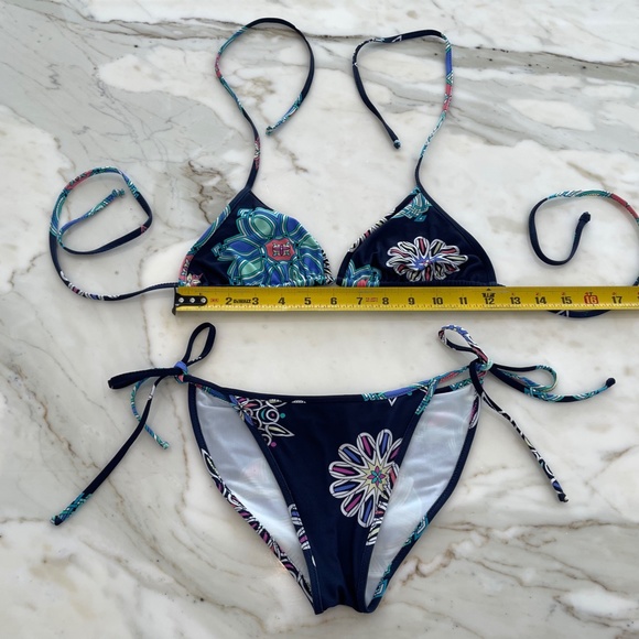 EMILIO PUCCI BLUE MULTI FLORAL BIKINI SIZE SIZE 42 / US 8 - Picture 9 of 16